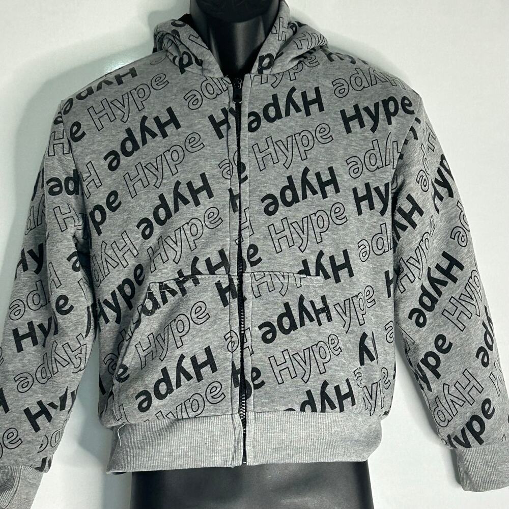 Brooklyn Laundry Kids Hype Print Hoodie Gray Faux-Fur Lined M 10–12 streetwear